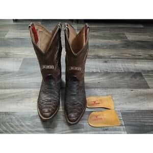 Mens Genuine Python Quality Handcrafted Western Brown Longhorn Boots Size 7